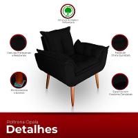 Poltrona Opala Para Sala Com Puff Reforçada Suede Cor Preto - 5