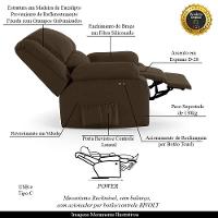 Poltrona Do Papai Reclinável Melim Power Touch Usb Veludo Marrom Fh1 - D'rossi - 6