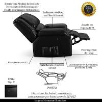 Poltrona Do Papai Reclinável Melim Power Touch Usb Pu Preto Brilho Fh1 - D'rossi