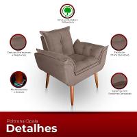 Poltrona Opala Para Sala Com Puff Reforçada Suede Capuccino - 5