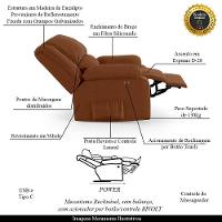 Poltrona Do Papai Reclinável Melim Power Touch Usb Veludo Fh1 - D'rossi Cor Terracota - 3