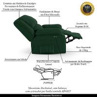 Poltrona Do Papai Reclinável Melim Power Touch Veludo Fh1 - D'rossi Cor Verde - 6