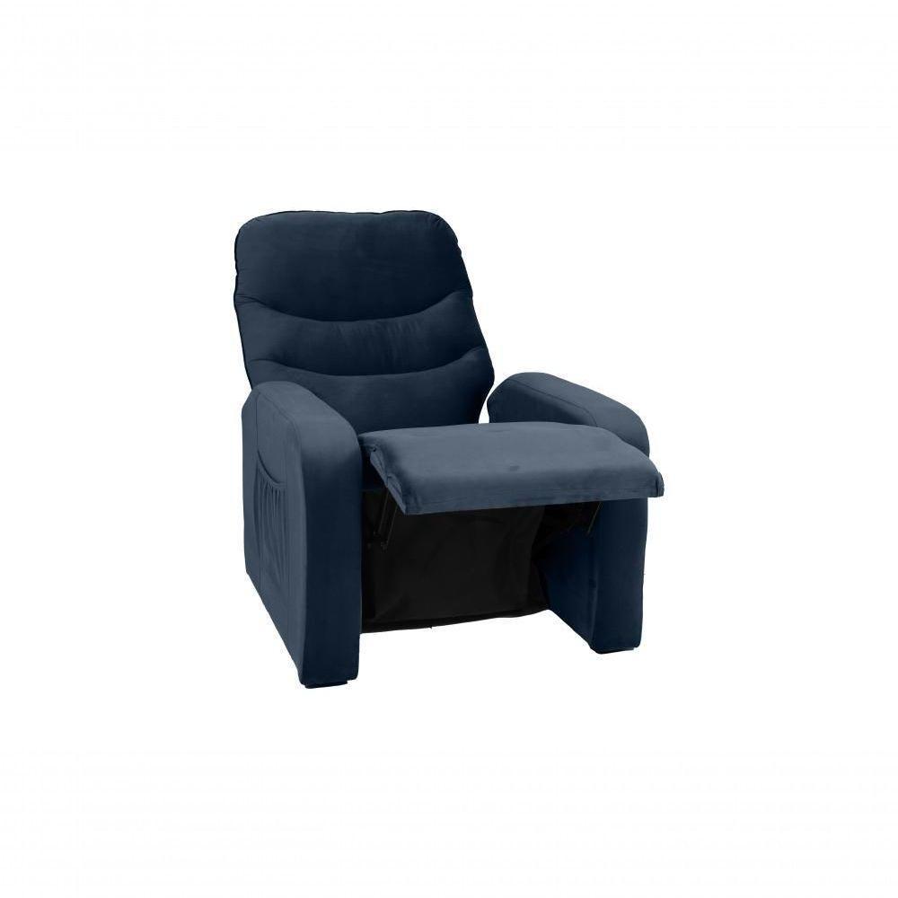 Poltrona Reclinável Punto 1 Lugar Veludo Azul Matrix - 2