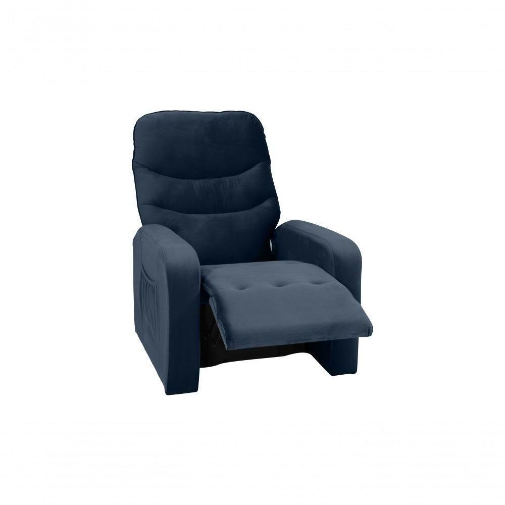 Poltrona Reclinável Punto 1 Lugar Veludo Azul Matrix - 3