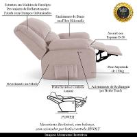 Poltrona Do Papai Reclinável Melim Power Touch Veludo Fh1 - D'rossi Cor Rose - 6
