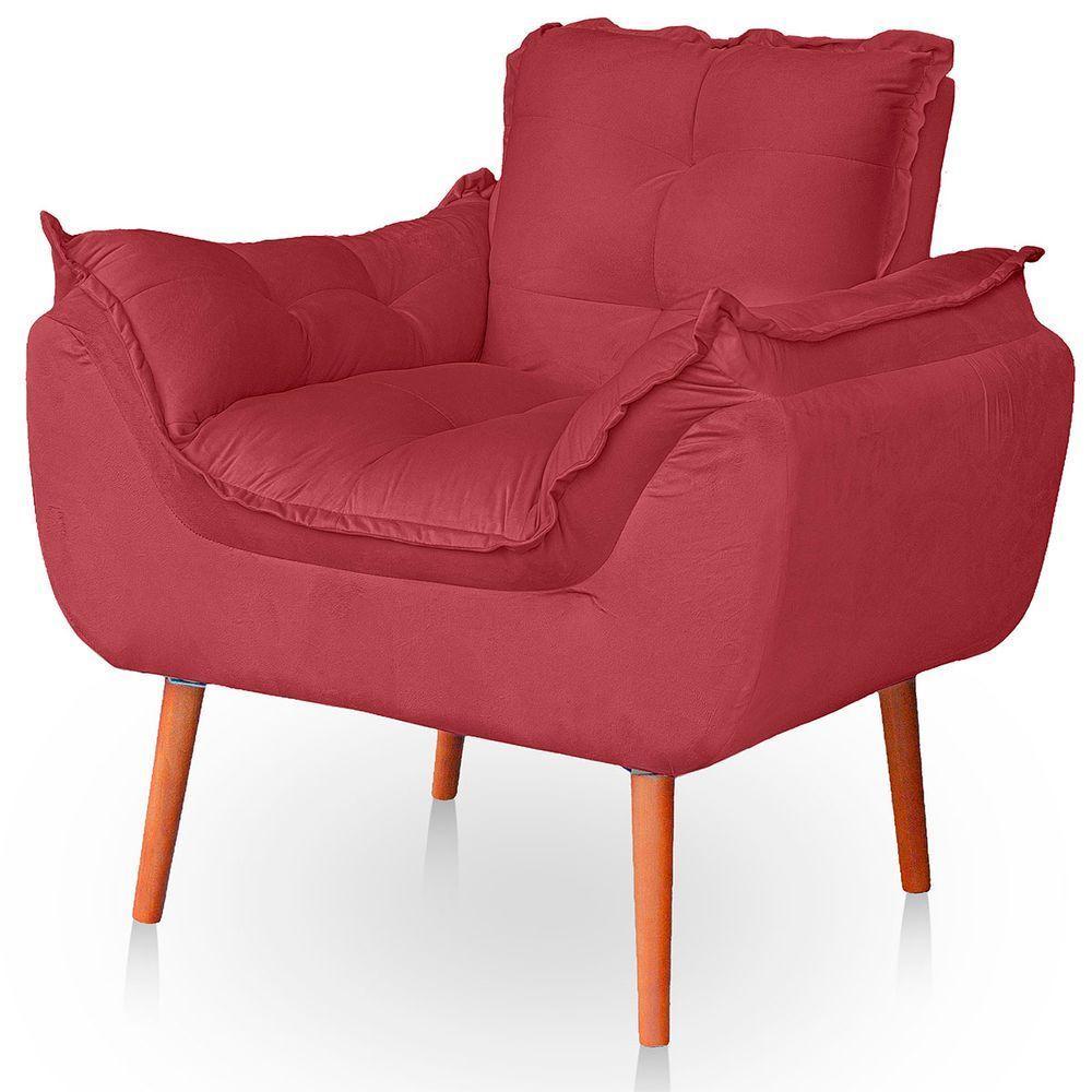 Poltrona Opala Para Sala Confortável Resistente Veludo Cor Rosê - 1