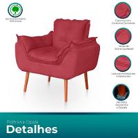 Poltrona Opala Para Sala Confortável Resistente Veludo Cor Rosê