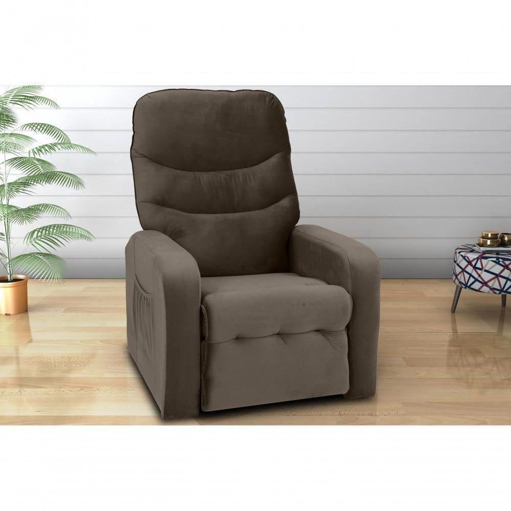 Poltrona Reclinável Punto 1 Lugar Veludo Marrom Matrix - 1