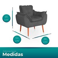 Poltrona Opala Para Sala Confortável Resistente Veludo Cor Cinza - 2
