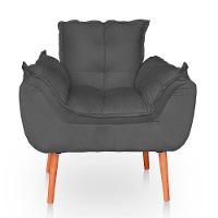 Poltrona Opala Para Sala Confortável Resistente Veludo Cor Cinza - 3