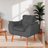 Poltrona Opala Para Sala Confortável Resistente Veludo Cor Cinza - 5