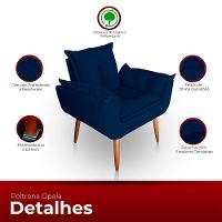 Poltrona Para Sala E Quarto Decorativa Opala Suede Cor Azul Marinho