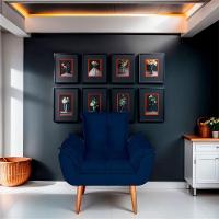 Poltrona Para Sala E Quarto Decorativa Opala Suede Cor Azul Marinho - 5