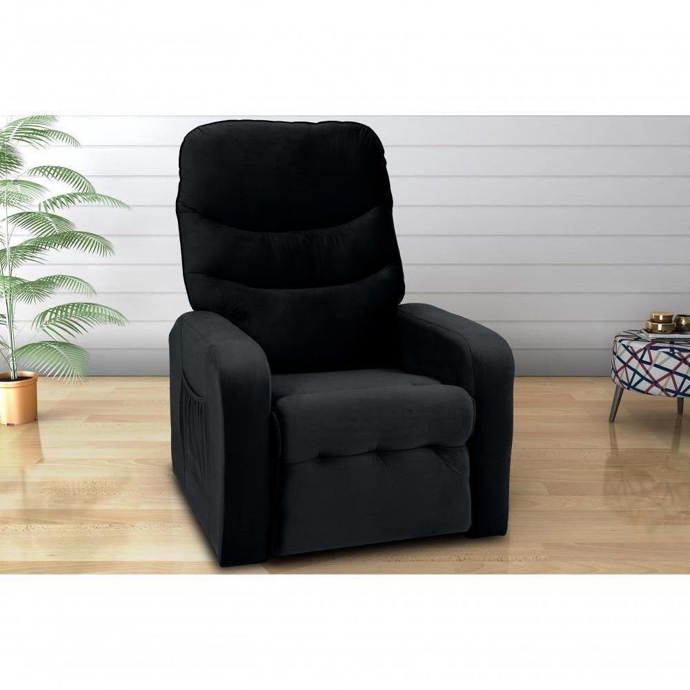 Poltrona Reclinável Punto 1 Lugar Veludo Preto Matrix - 1