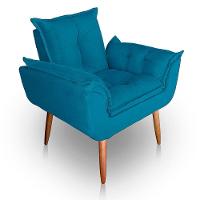 Poltrona Para Sala E Quarto Decorativa Opala Suede Cor Azul Turquesa - 1