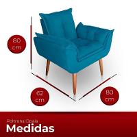 Poltrona Para Sala E Quarto Decorativa Opala Suede Cor Azul Turquesa - 2