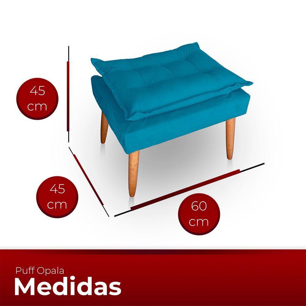 Poltrona Opala Para Sala Com Puff Reforçada Suede Cor Rosa - 2