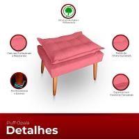 Poltrona Opala Para Sala Com Puff Reforçada Suede Cor Rosa - 9