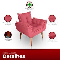 Poltrona Opala Para Sala Com Puff Reforçada Suede Cor Rosa - 10