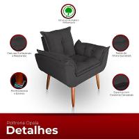 Poltrona Para Sala E Quarto Decorativa Opala Suede Cor Cinza