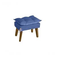 Poltrona/cadeira Decorativa E Puff Glamour Com Pés Quadrado Azul Marinho - 2