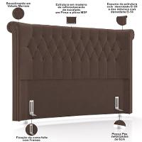 Cabeceira Cama Box Casal 140cm Estofada Meora P05 Veludo Marrom - Lyam Decor