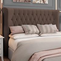 Cabeceira Cama Box Casal 140cm Estofada Meora P05 Veludo Marrom - Lyam Decor - 6