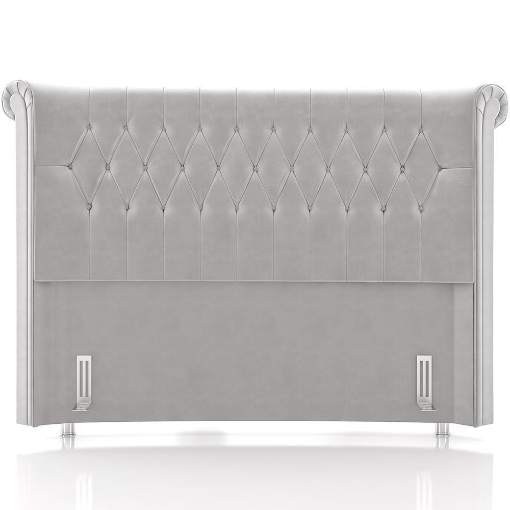 Cabeceira Cama Box Casal 140cm Estofada Meora P05 Veludo Cinza - Lyam Decor - 5