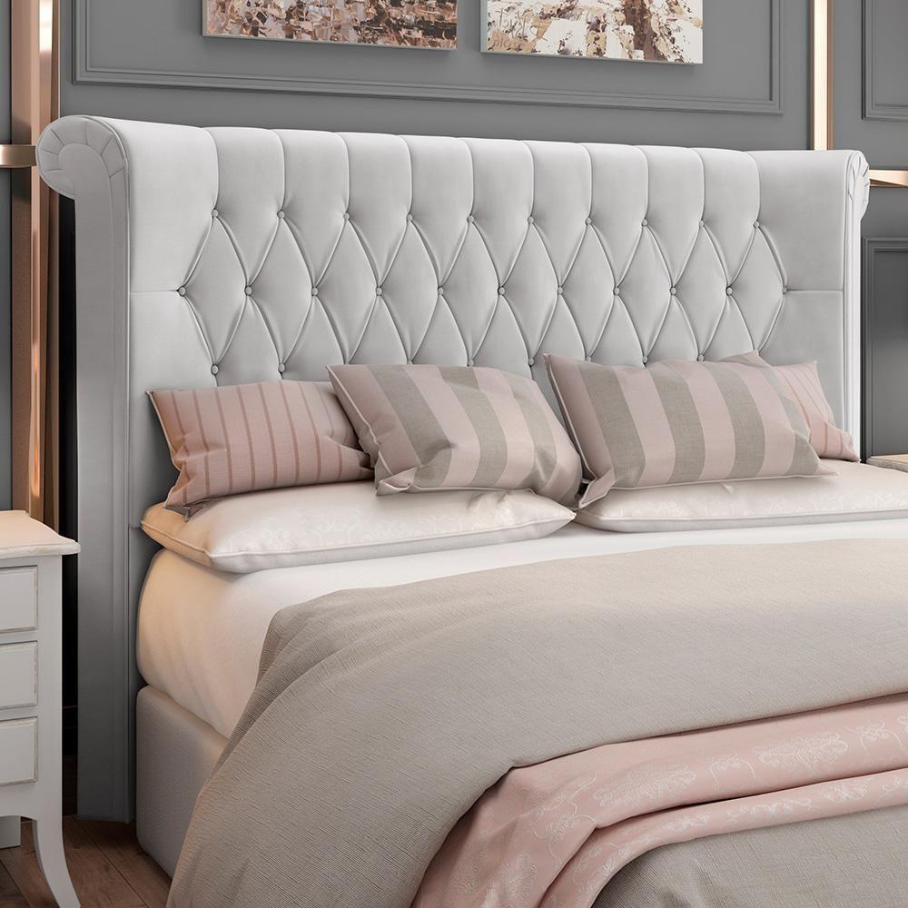 Cabeceira Cama Box Casal 140cm Estofada Meora P05 Veludo Cinza - Lyam Decor - 6