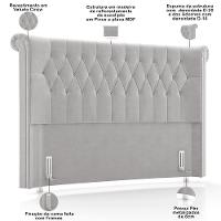 Cabeceira Cama Box Casal 140cm Estofada Meora P05 Veludo Cinza - Lyam Decor