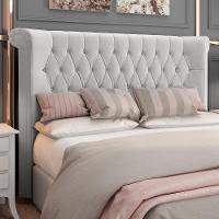 Cabeceira Cama Box Casal 140cm Estofada Meora P05 Veludo Cinza - Lyam Decor - 6