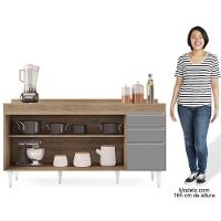 Balcão Gabinete Para Pia Com Tampo 160cm Arkansas Castanho/cinza - Lumil - 2