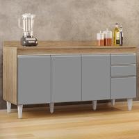 Balcão Gabinete Para Pia Com Tampo 160cm Arkansas Castanho/cinza - Lumil - 5