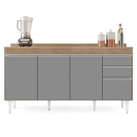 Balcão Gabinete Para Pia Com Tampo 160cm Arkansas Castanho/cinza - Lumil - 8