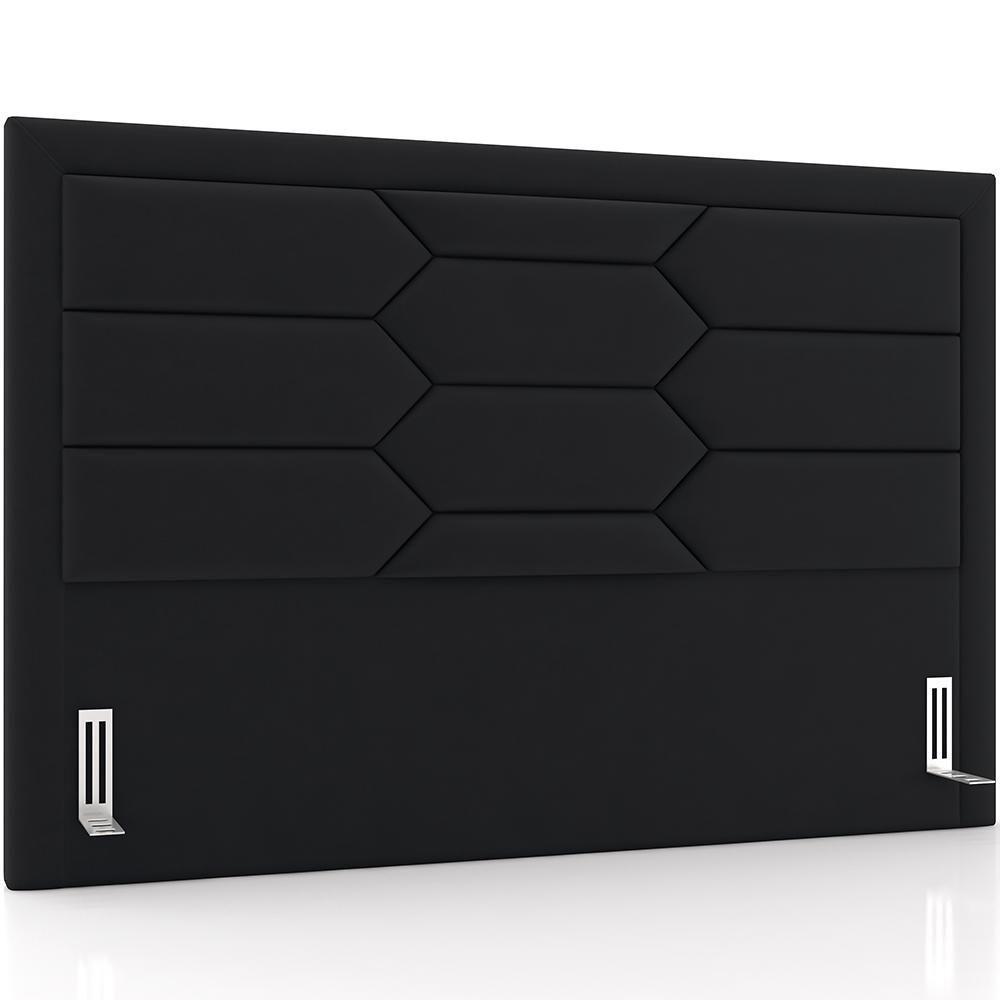 Cabeceira Cama Box Casal 140cm Estofada Nora P05 Veludo Preto - Lyam Decor - 1