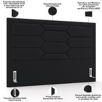 Cabeceira Cama Box Casal 140cm Estofada Nora P05 Veludo Preto - Lyam Decor