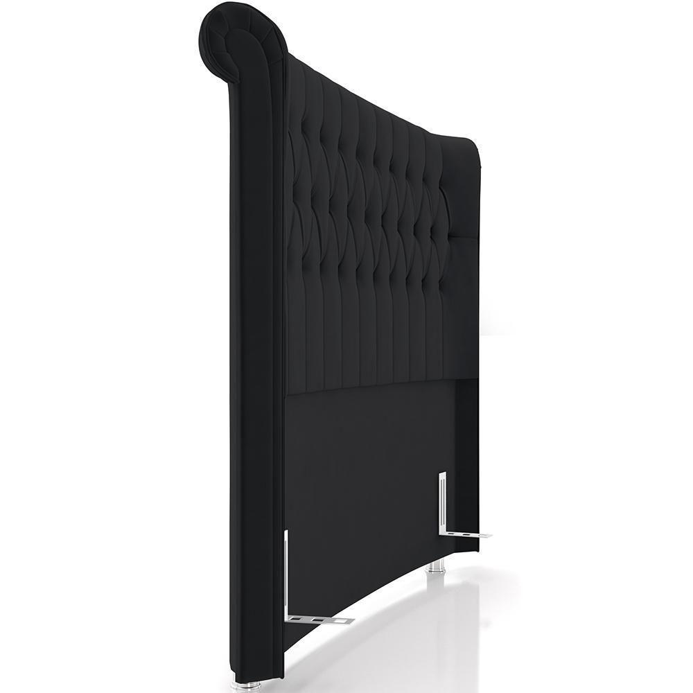 Cabeceira Cama Box King 195cm Estofada Meora P05 Veludo Preto - Lyam Decor - 2