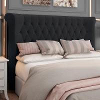 Cabeceira Cama Box King 195cm Estofada Meora P05 Veludo Preto - Lyam Decor - 6