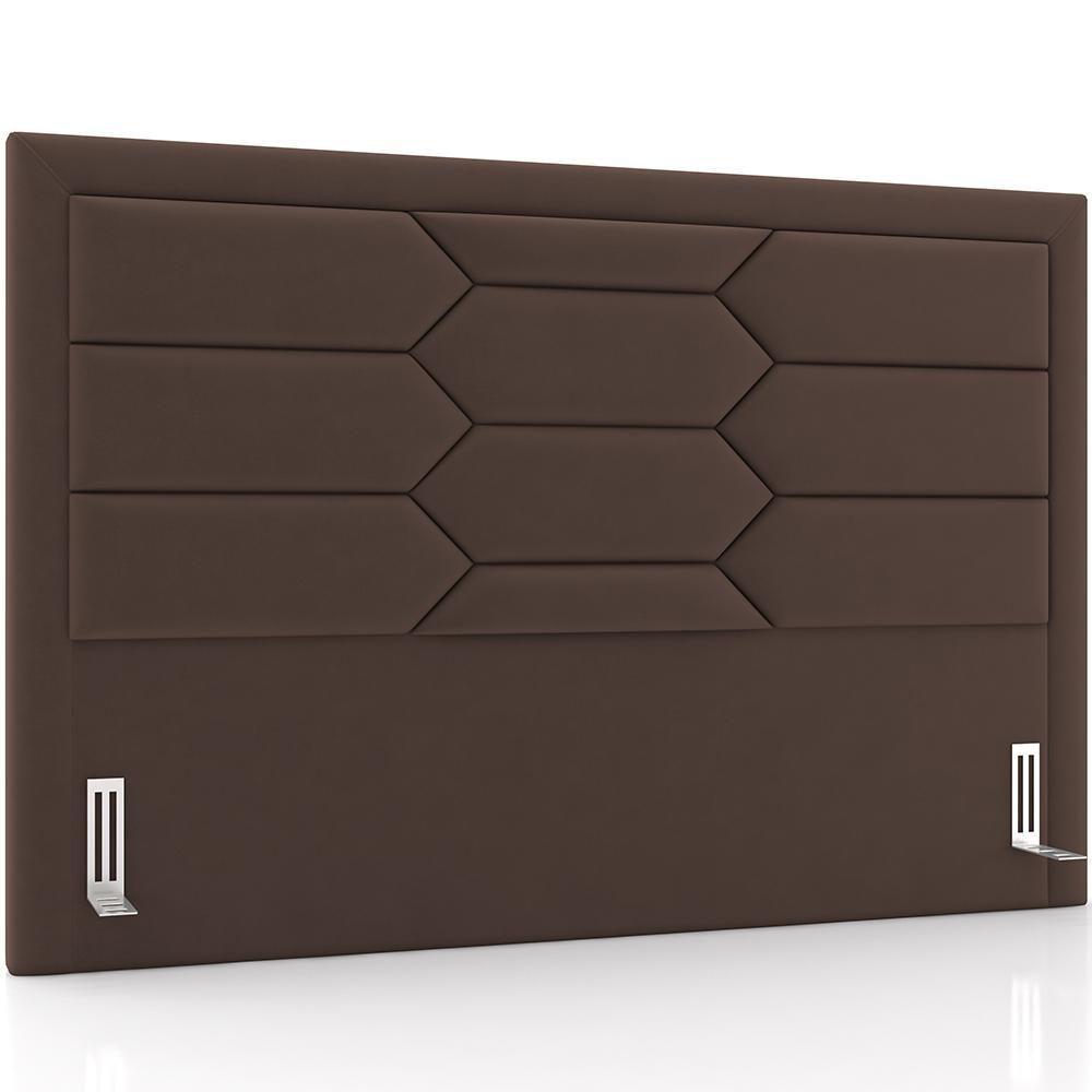 Cabeceira Cama Box Casal 140cm Estofada Nora P05 Veludo Marrom - Lyam Decor - 1