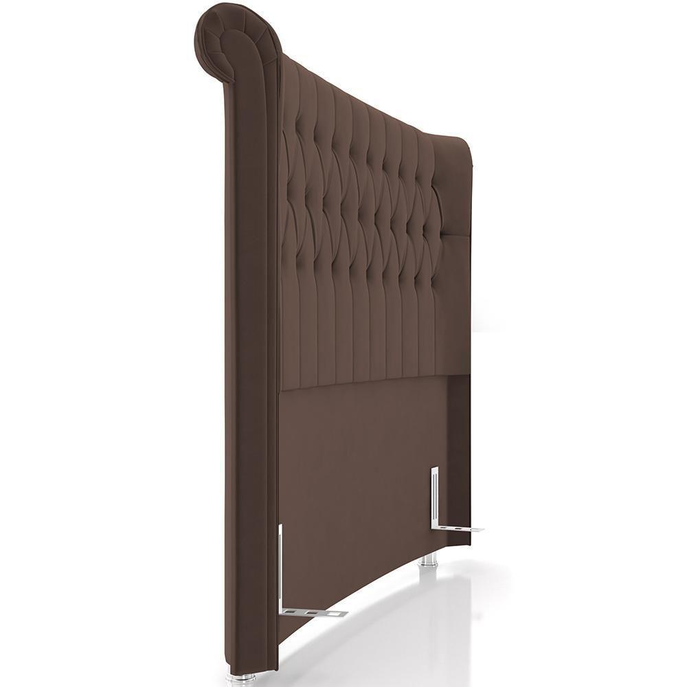 Cabeceira Cama Box King 195cm Estofada Meora P05 Veludo Marrom - Lyam Decor - 2
