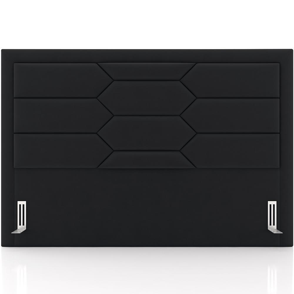 Cabeceira Cama Box King 195cm Estofada Nora P05 Veludo Preto - Lyam Decor - 2