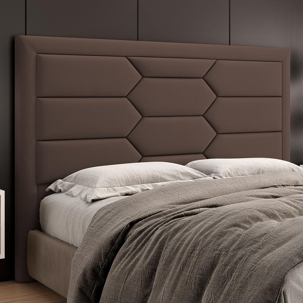 Cabeceira Cama Box King 195cm Estofada Nora P05 Veludo Marrom - Lyam Decor - 6