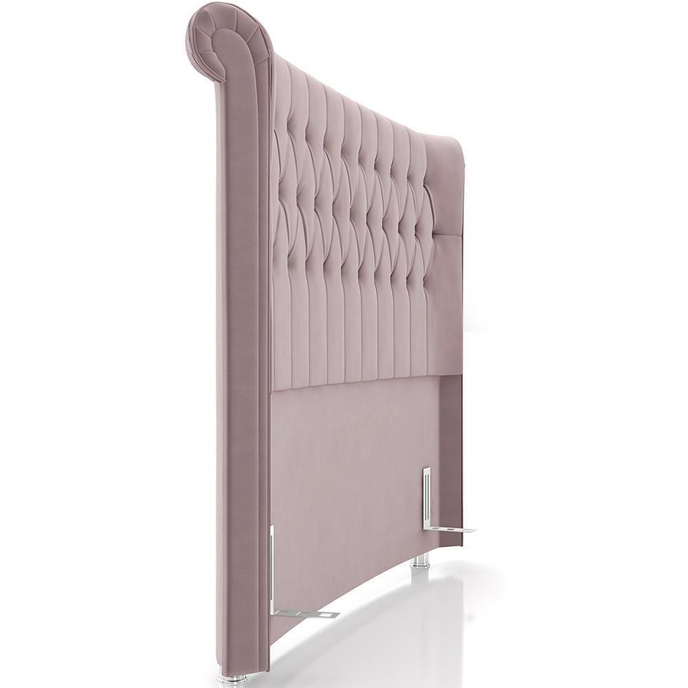 Cabeceira Cama Box Queen 160cm Estofada Meora P05 Veludo Rosê - Lyam Decor - 2
