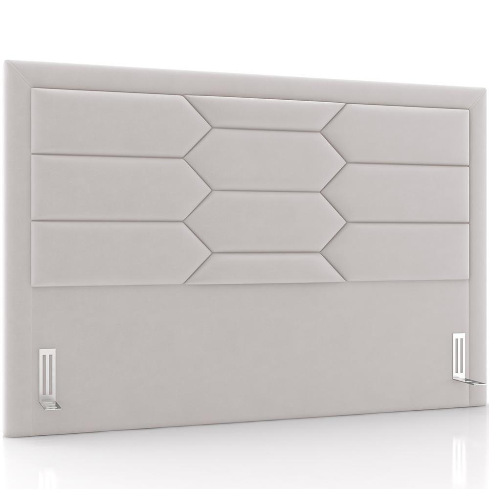 Cabeceira Cama Box King 195cm Estofada Nora P05 Veludo Cinza - Lyam Decor - 1