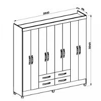 Guarda Roupa Casal 8 Portas 4 Gavetas Florida Moval Freijo/off White - 5