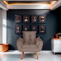 Kit 02 Poltrona Para Sala E Quarto Decorativa Opala Suede Capuccino - 6