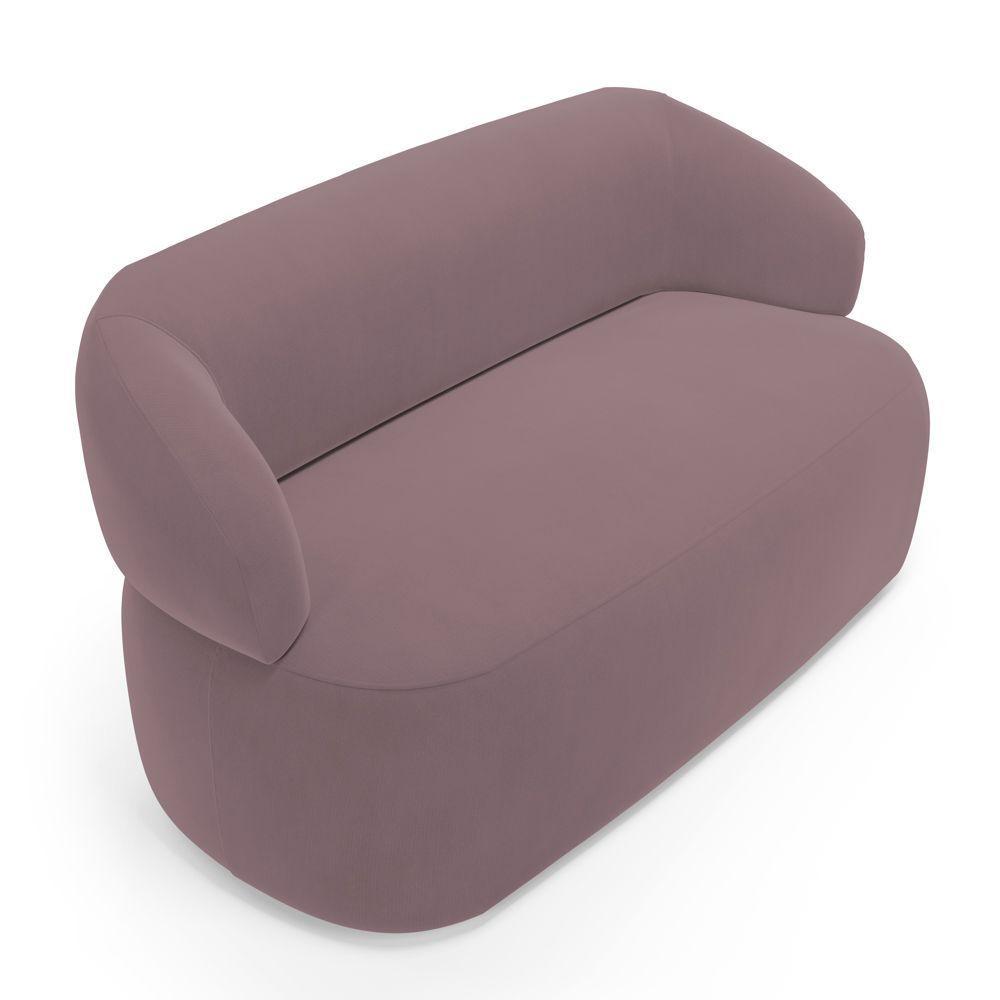 Kit 02 Poltronas Giratória E 01 Sofá Orgânico Glee 02 Lugares 140cm Veludo Rosê - Desk Design - 5