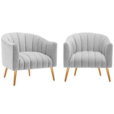 Kit 2 Poltronas Decorativas Sala De Estar Recepção Senna Linho - Adj Decor Cor Cinza Claro