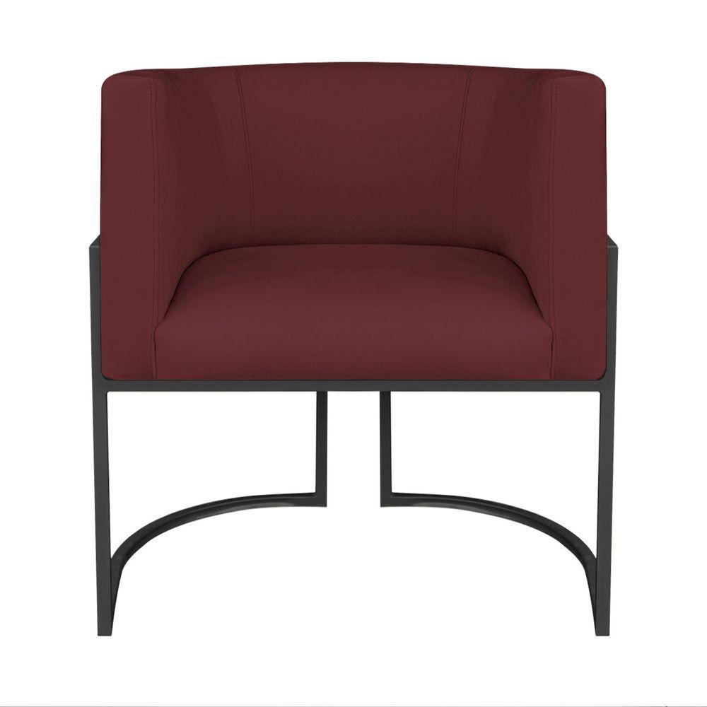 Kit Divã Luna 140cm Lado Direito E 02 Poltronas Base De Ferro Preto Suede Cor Bordô - 5