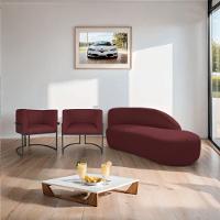 Kit Divã Luna 140cm Lado Direito E 02 Poltronas Base De Ferro Preto Suede Cor Bordô - 8